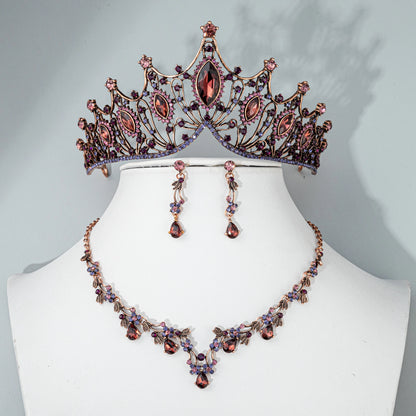 Vintage Crystal Geometric Necklace And Earrings Set