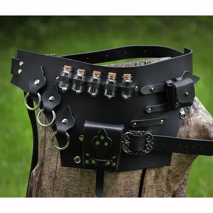Medieval Witch Alchemist Leather Utility Belt