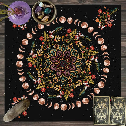 Moonlight Flower Tarot Card Table Cloth
