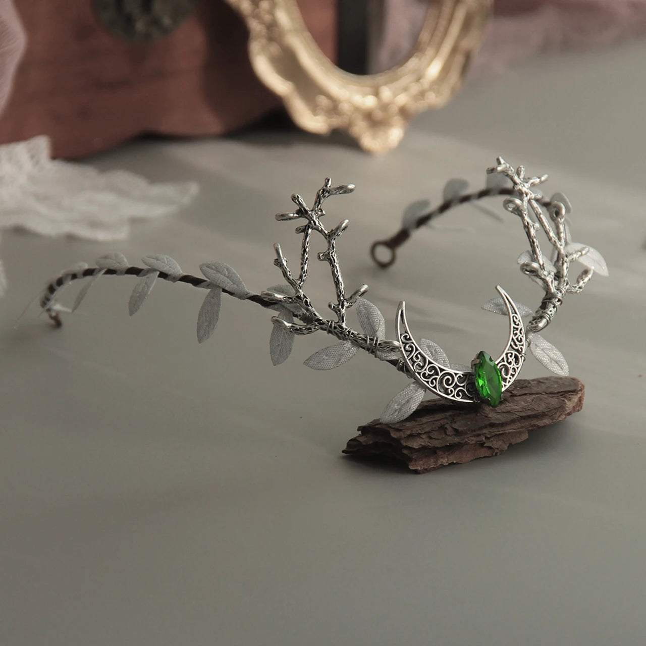 Black gothic crown with antlers