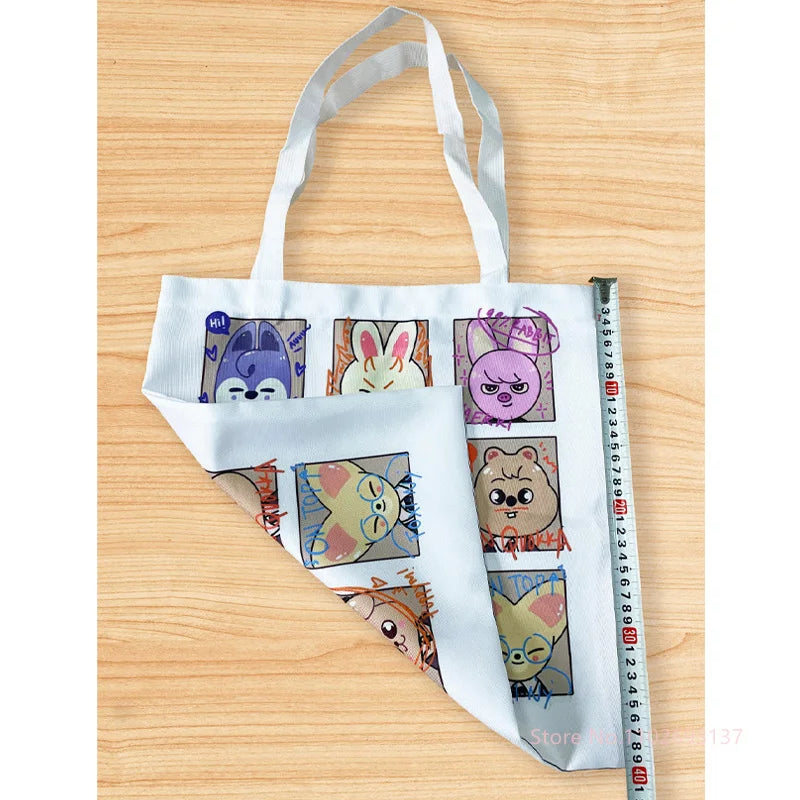 Mushroom Tote Bag Black Cotton Cloth Shoulder Shopper Bags Cute Cartoon For Women Handbag Eco Foldable Reusable Shopping Bag