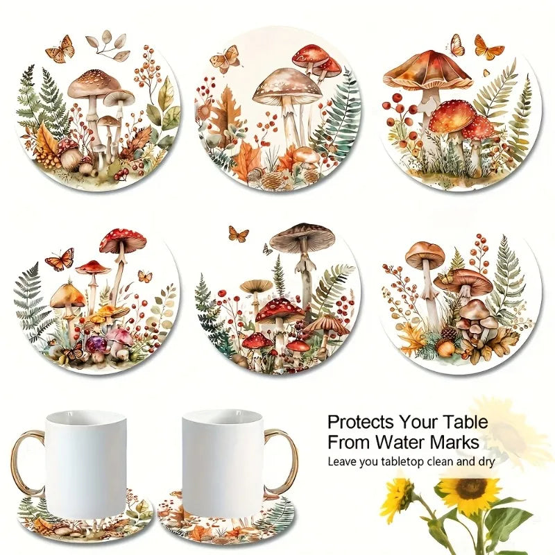6-Piece Enchanted  Mushroom Coaster Set