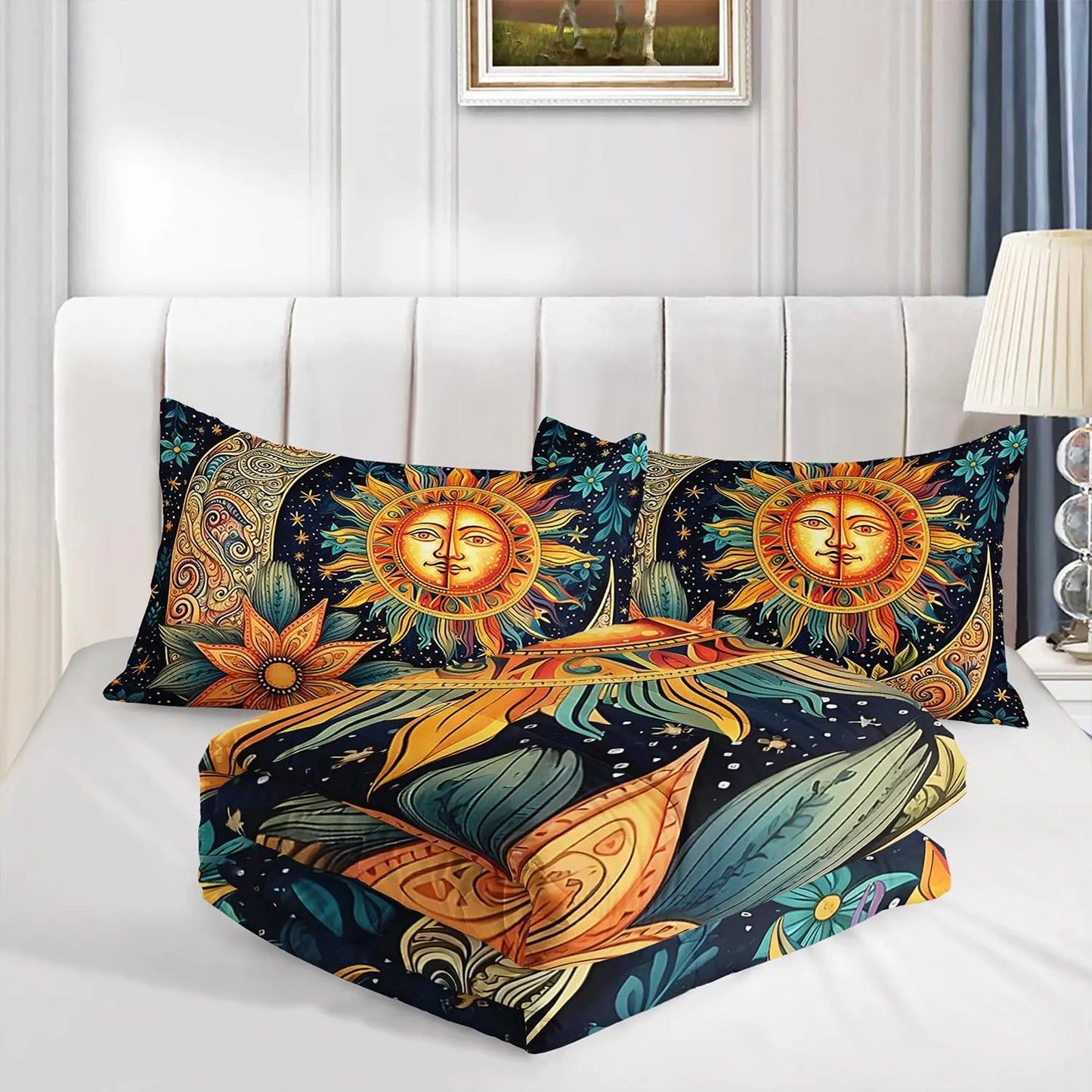 3PC Bohemian Sun Moon Comforter Set