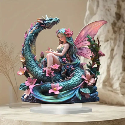 Acrylic Flower Elf &Dragon Table Decoration
