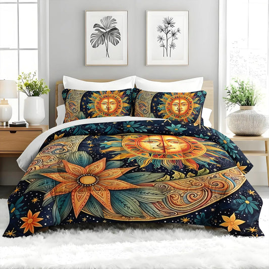 3PC Bohemian Sun Moon Comforter Set