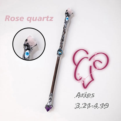 Natural Crystal 12 Constellations Devil's Eye Energy Wand