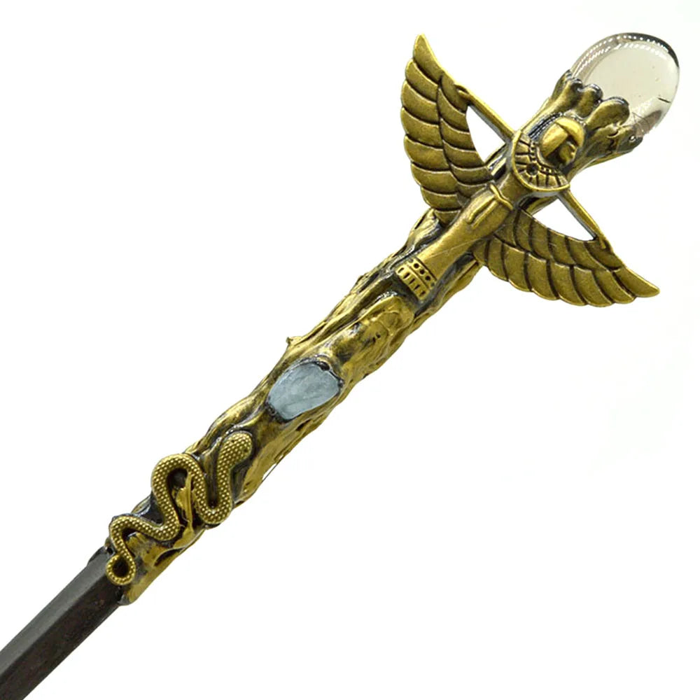 Natural Crystal Wiccan Wand Wood Handmade Unique