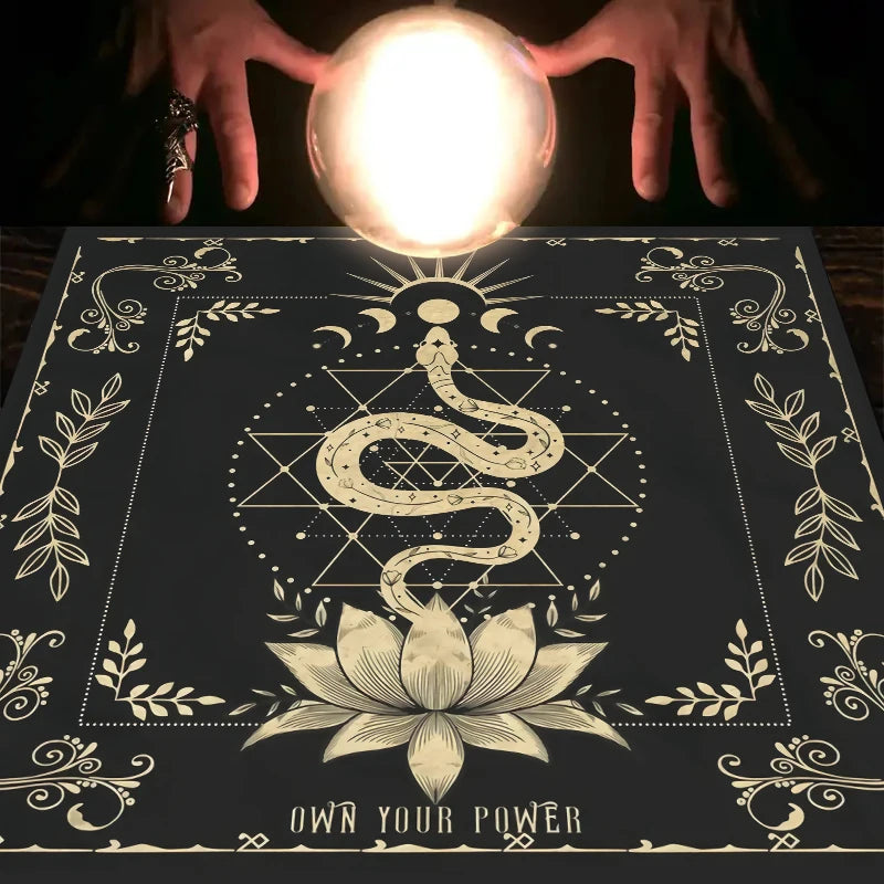 Tarot tablecloth snake shaped floral and plant print