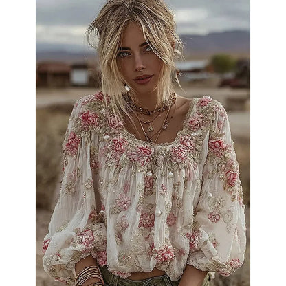 Bohemian round Neck Women's T-shirt