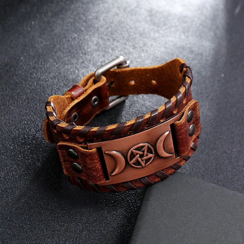 Vintage Wide Edition Nordic Bracelet Faux Leather