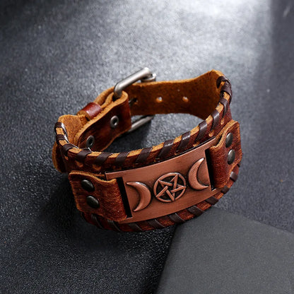 Vintage Wide Edition Nordic Bracelet Faux Leather