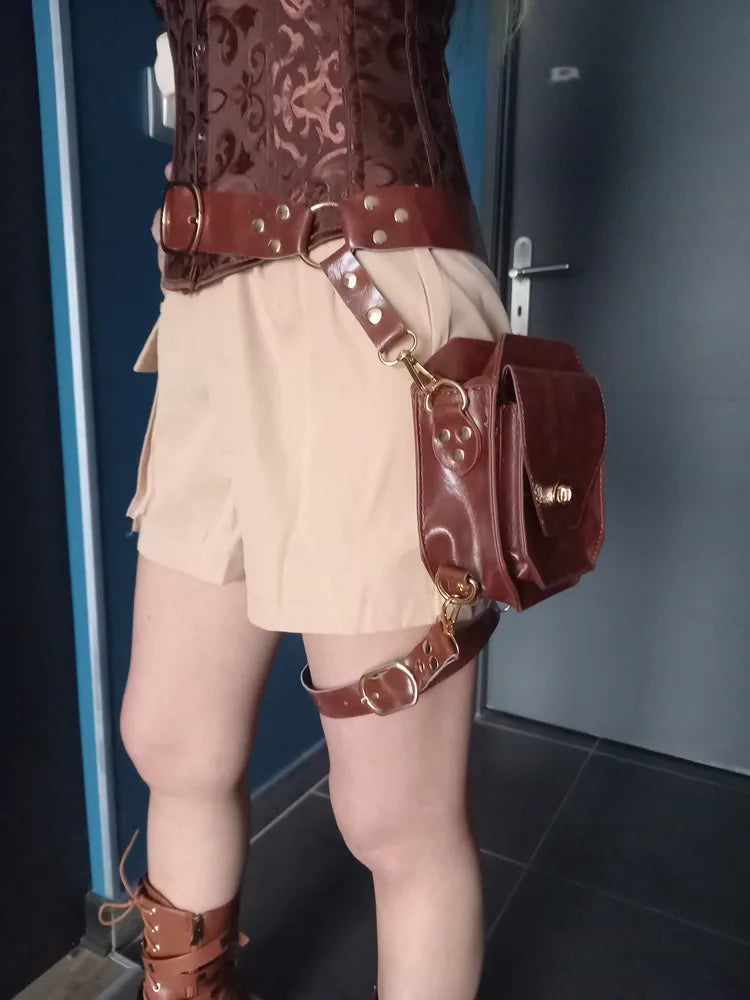 Steam Punk PU Waist Bags Hip Pack