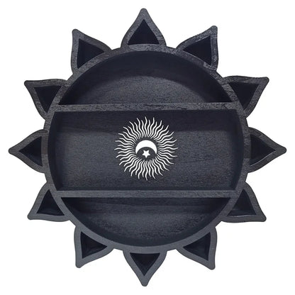 Wooden Lotus Flower Crescent Moon Shelf