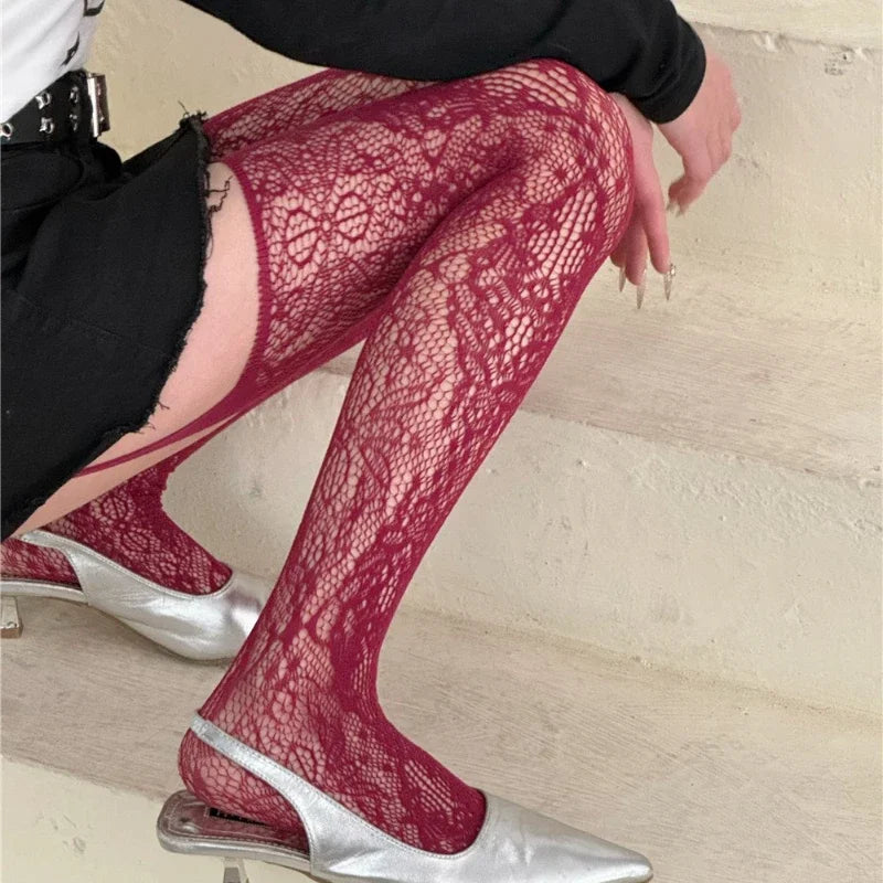 Lolita Girls Punk Style Floral Tights