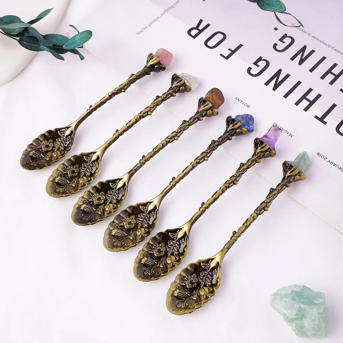 Natural Crystal Tumbled Stone Spoon