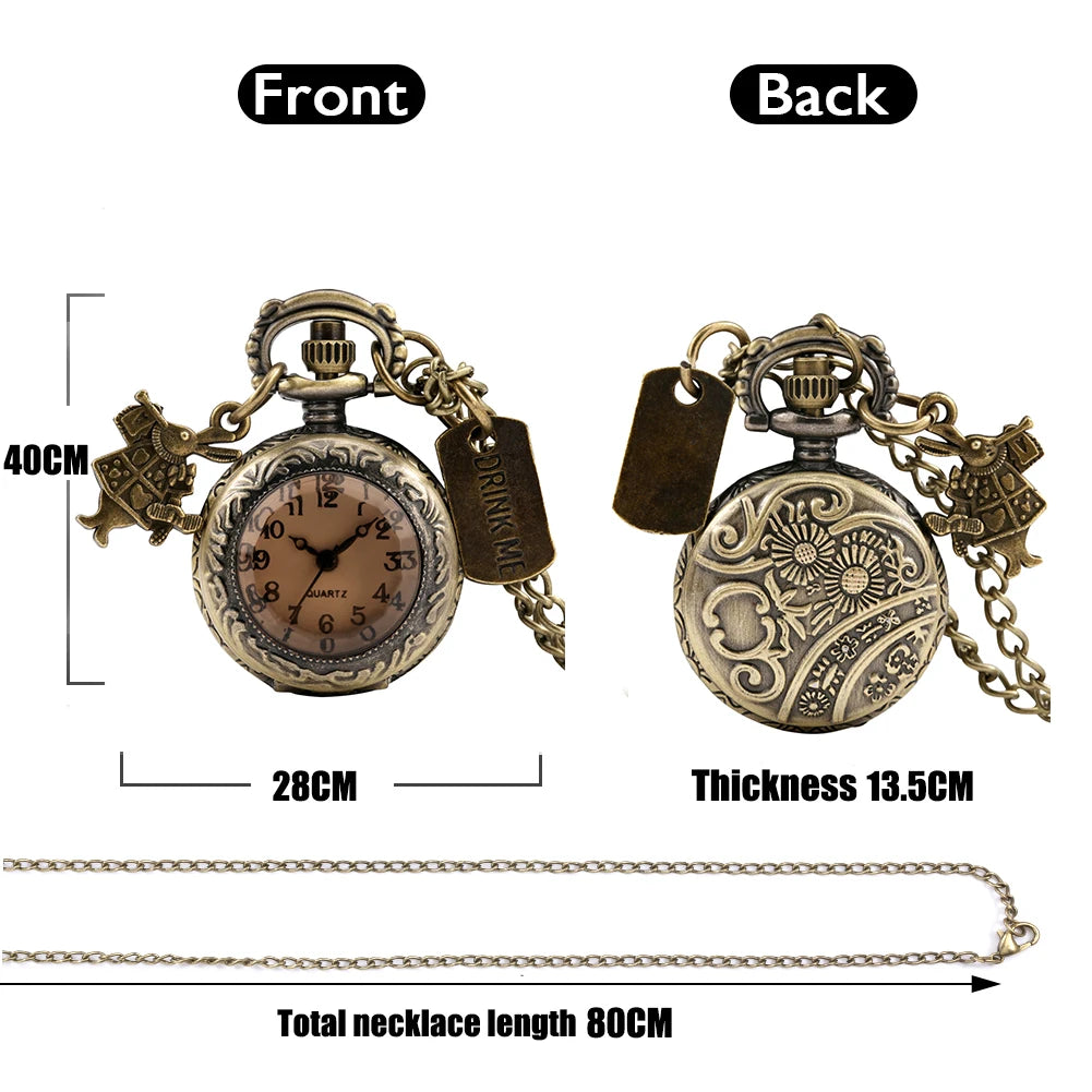 Vintage Quartz Lovely Rabbit Bronze Pocket Watch