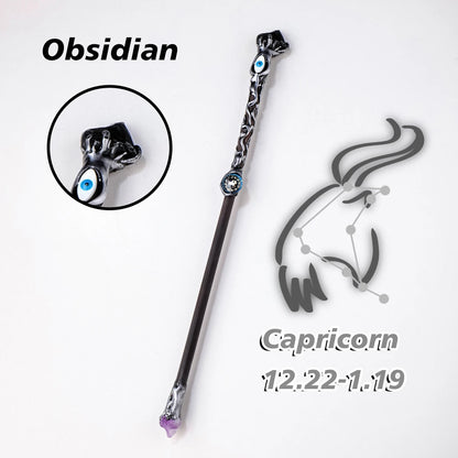 Natural Crystal 12 Constellations Devil's Eye Energy Wand