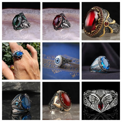 Creative Cat's Eye Alloy Casting Rings for Men