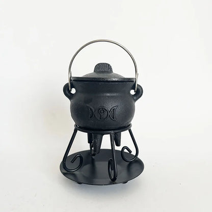 Metal Witch Cauldron with Candle Holder