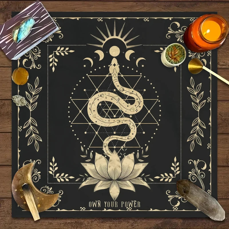 Tarot tablecloth snake shaped floral and plant print