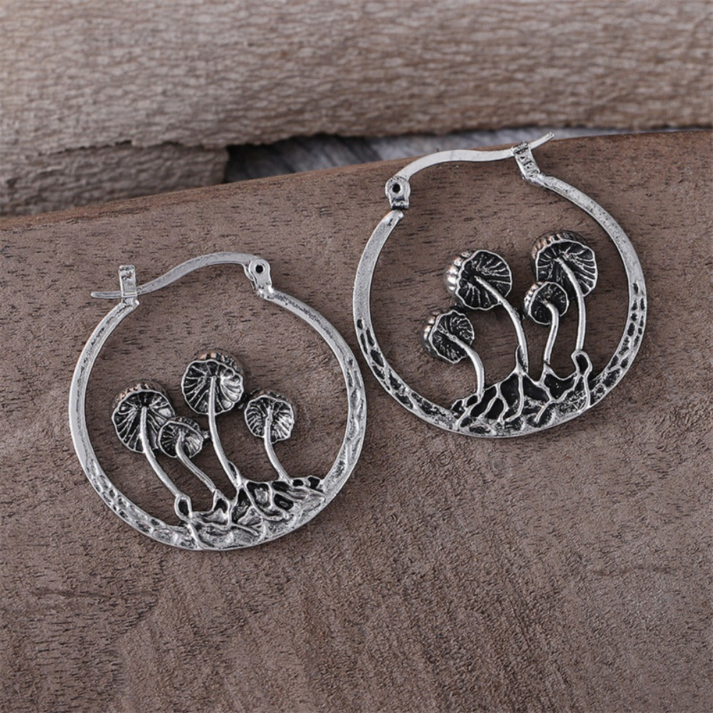 Hollow Mushrooms Hoop Earrings