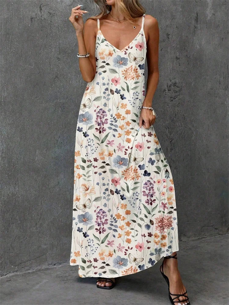 Bohemian-style Sexy Halter Ankle-length Dress