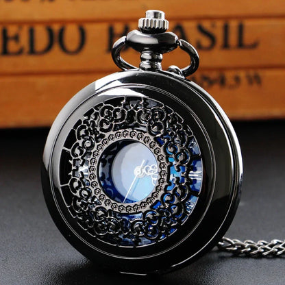 Antique Design Blue Dial Quartz Pocket Watch