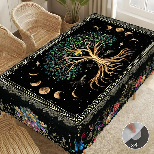 Tree of Life Constellation-Themed Round Tablecloth