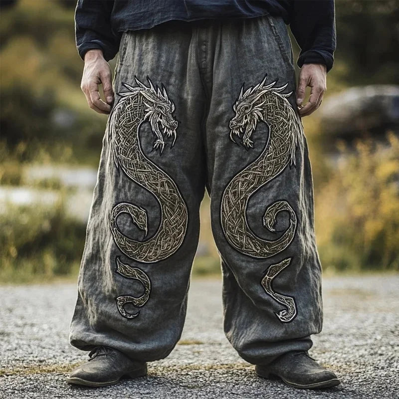 Men's Viking Retro Nordic Gods' Casual Straight Leg Pants