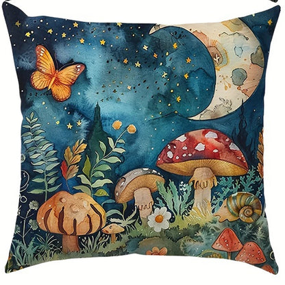 Mushroom Moon Night Pillow Cover