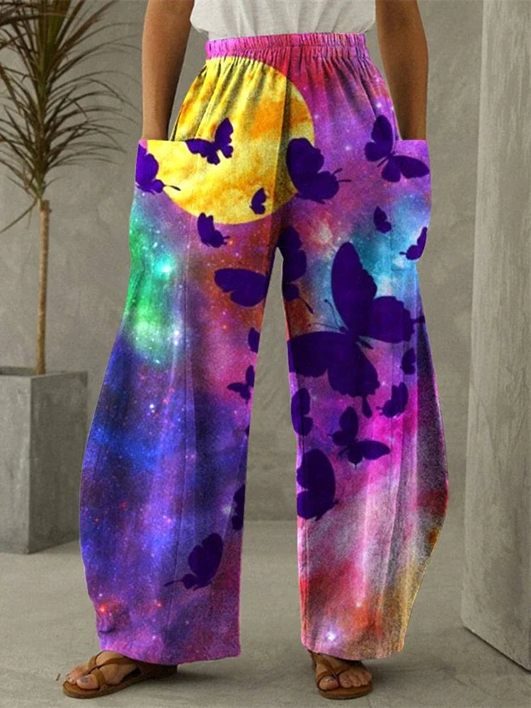 Galaxy Moon Stars Full Length Wide Leg Pants