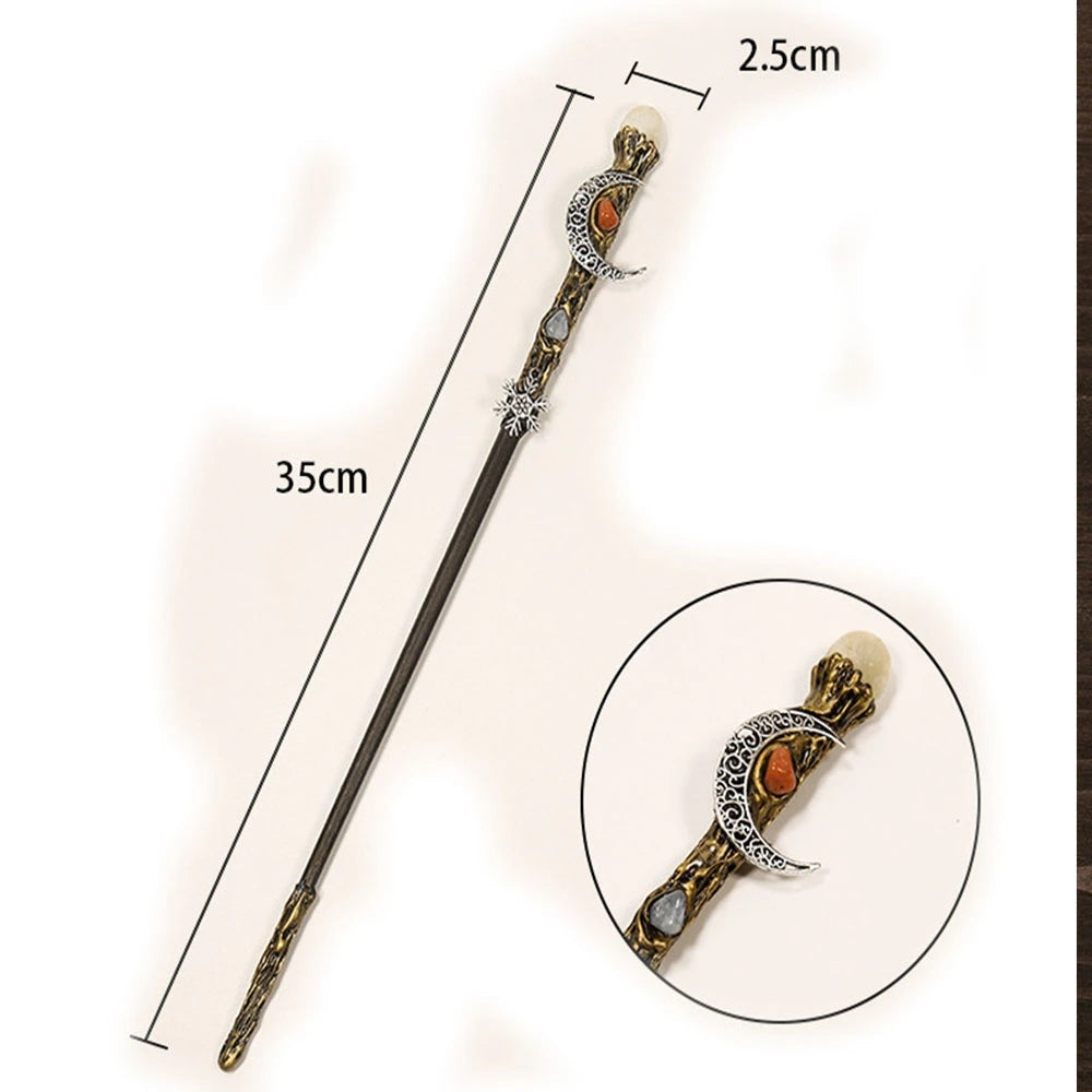 Natural Crystal Wiccan Wand Wood Handmade Unique