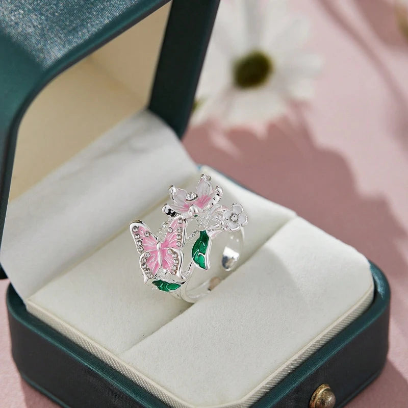 Aesthetic Flower Butterfly Rings