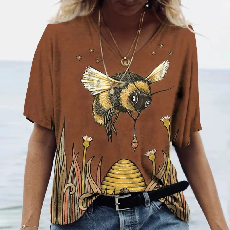 Women's T-Shirt Vintage Bee Print