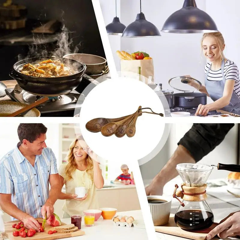 4 pcs Wooden Measuring Cup Or Spoon Set