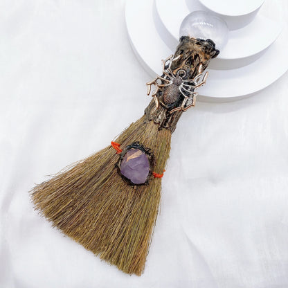 Natural Amethyst Crystal Love Heart Magic Broom