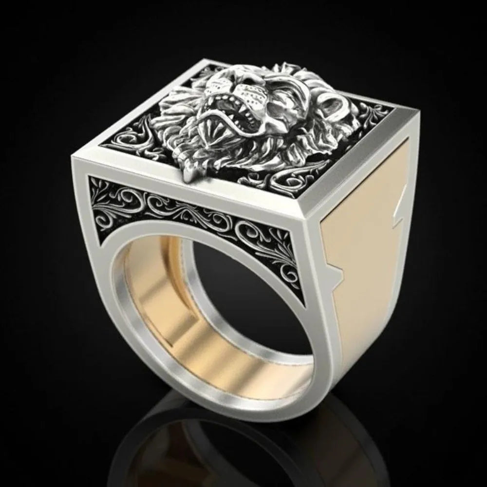 Lion Head Men's Ring Creative Storage