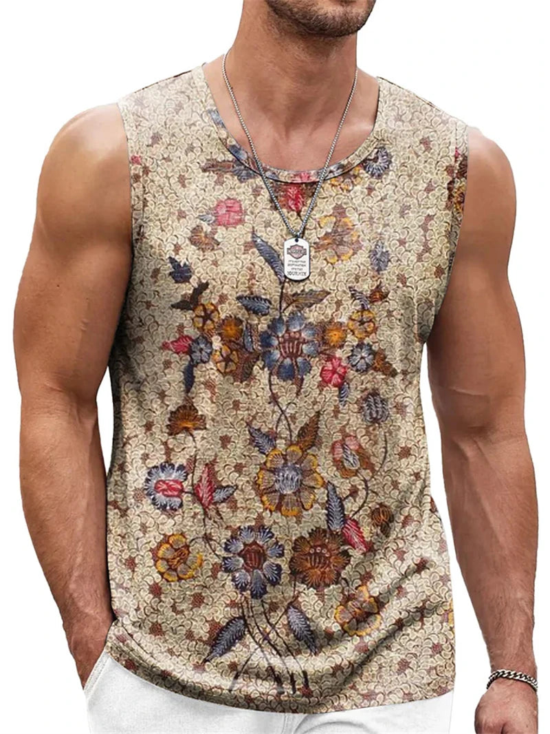 Retro Ethnic Graphic Men's Tank Tops