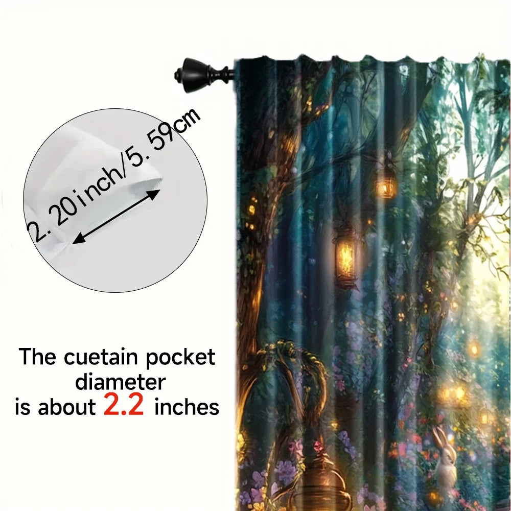2 pcs, Polyester Curtains Spring Fairy Forest