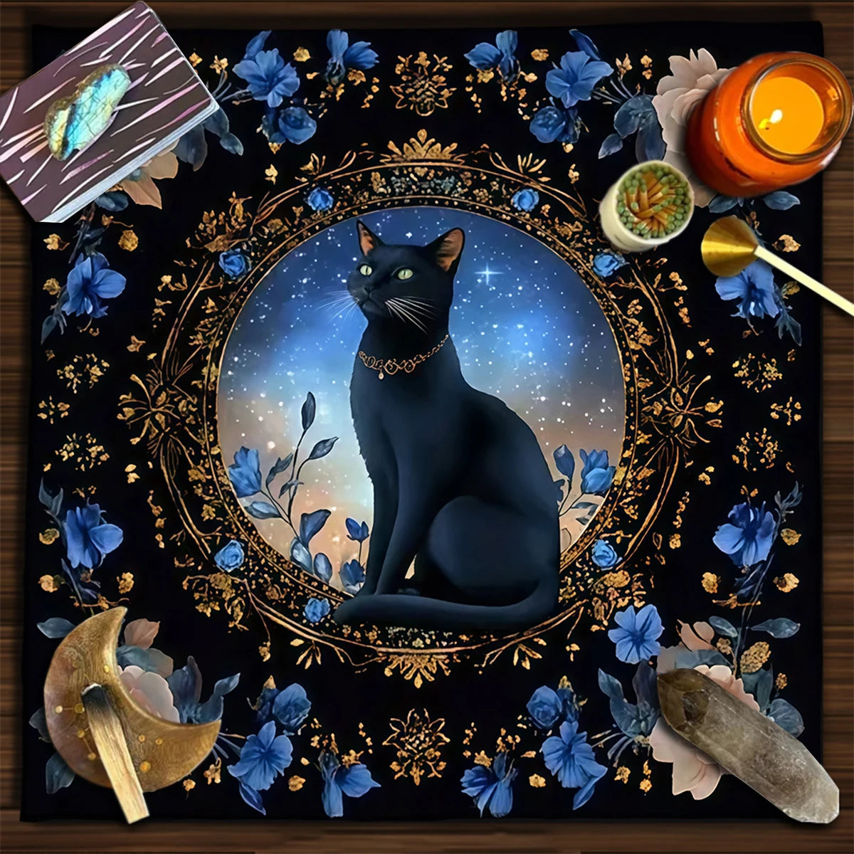 Esoteric Black Cat Tarot Tablecloth