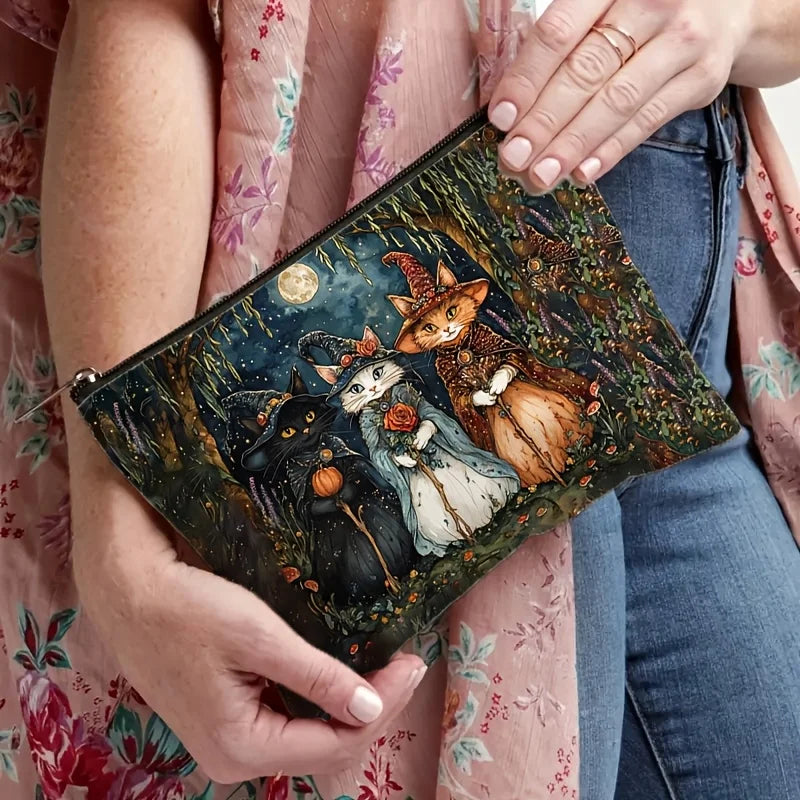 Night Cat Wizard Makeup Bag Double-Sided Printed