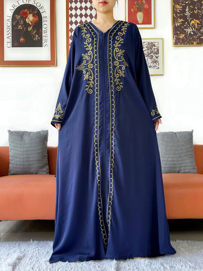 Elegant Women Abaya Long Sleeve Chiffon Dress