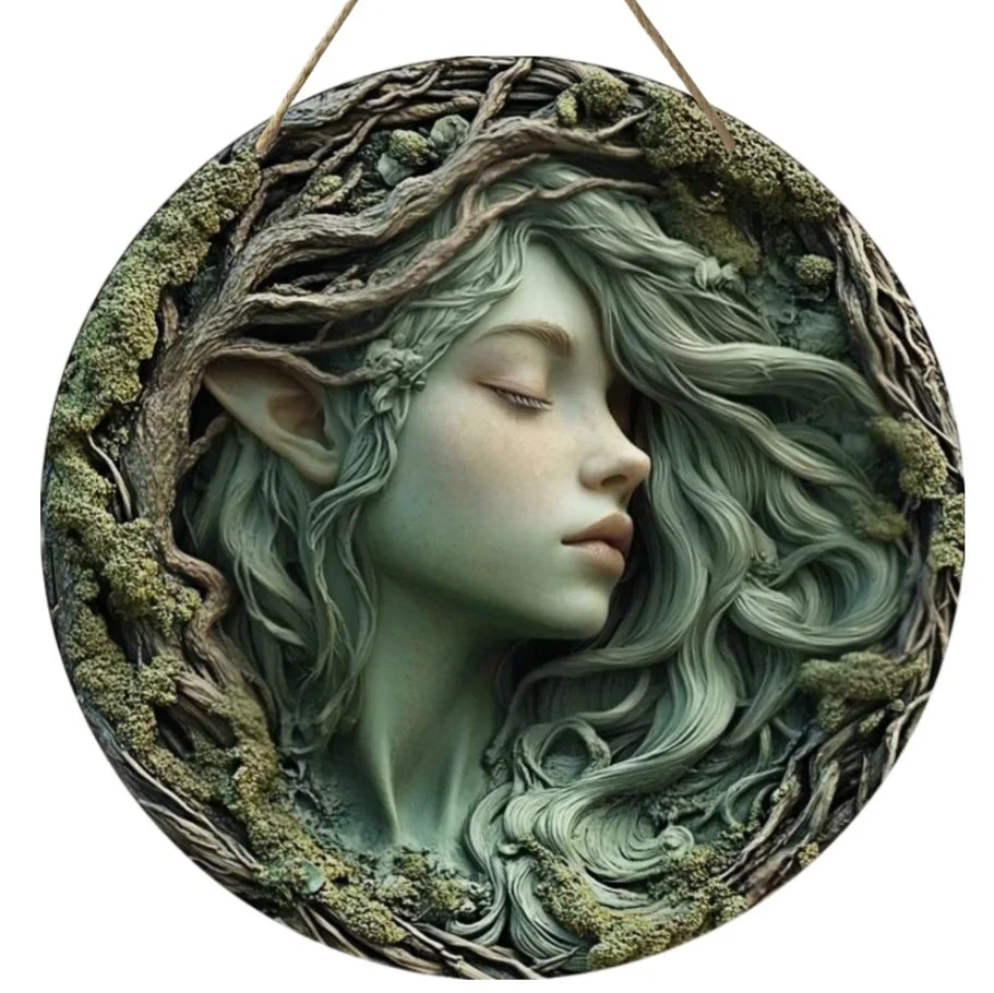 Tree Elf Circular Wooden Sign