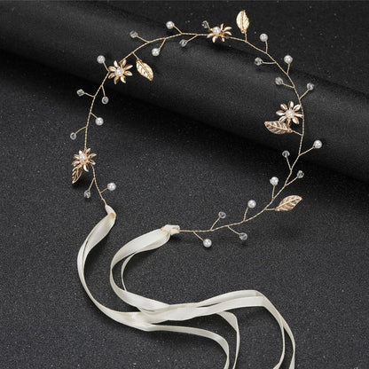 Sweet Flower Headband With Ribbon Wreath