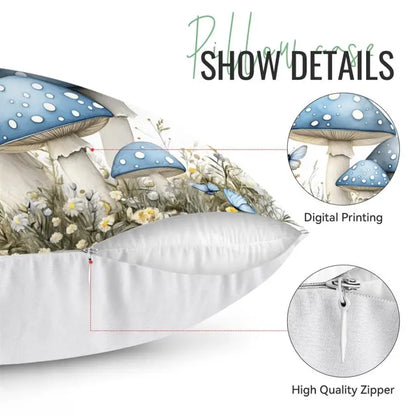 Mushrooms Butterflies Pillow Cover(pillows not included)