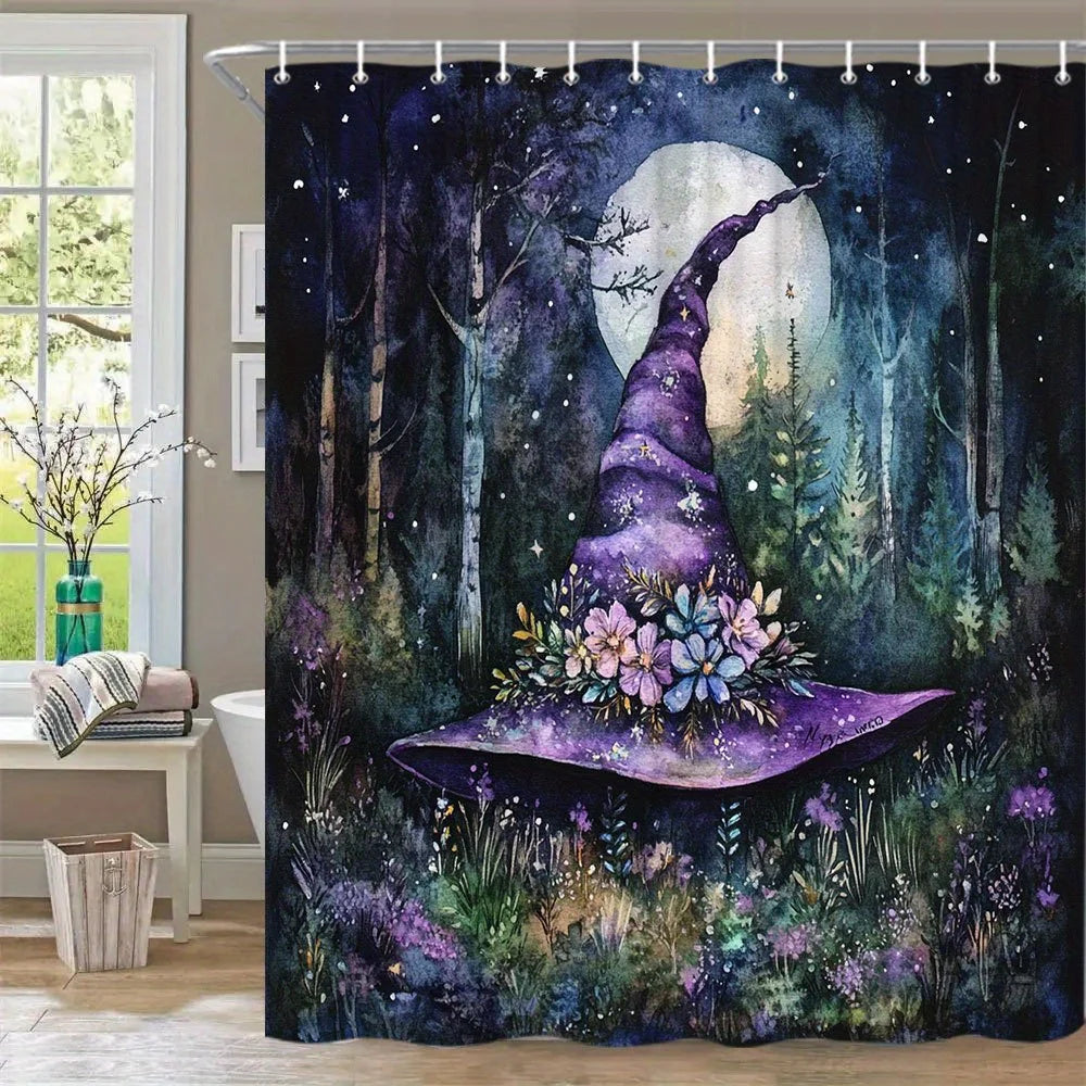 Witch Hat Shower Curtain - Magical Bathroom Decor