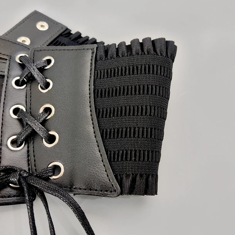 Elastic Plus Size Lace Corset Belts for Women Wide Stretch Cummerbunds Female Goth Punk Dress Corset Belt Brown White Waistband