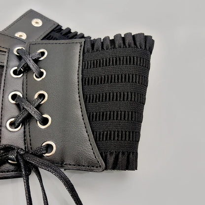 Elastic Plus Size Lace Corset Belts for Women Wide Stretch Cummerbunds Female Goth Punk Dress Corset Belt Brown White Waistband