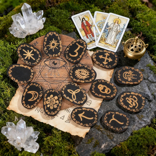 Mysterious Rune Set Handmade Wooden Rune