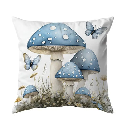 Mushrooms Butterflies Pillow Cover(pillows not included)